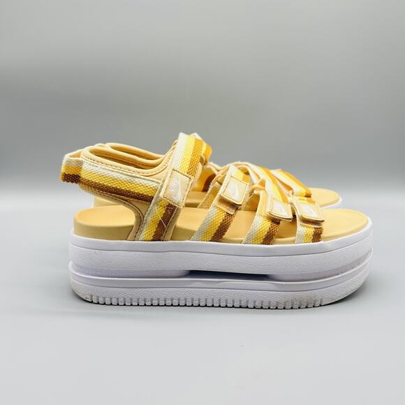 Nike Sandals Womens 8 Yellow Strappy Icon Classic Platform 90's Y2k Chunky - Picture 1 of 13